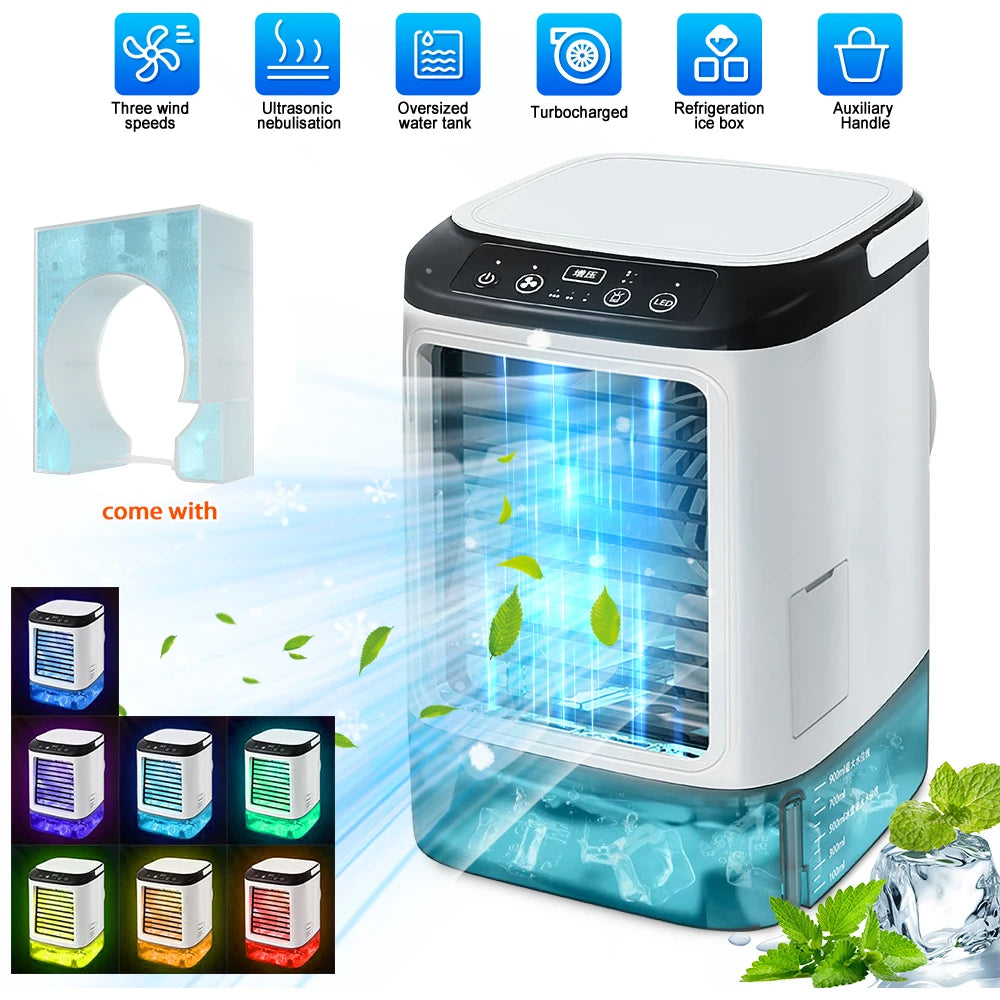 Portable Mini Air Conditioner Cooler Fan Personal Evaporative Cooling Fan with Mist Function 3 Speed Desktop Mini Fan for Home Office