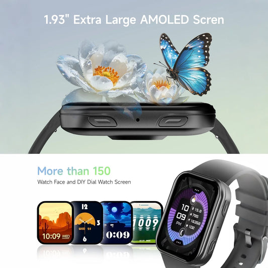 VS30 PRO Smartwatch, 1.93-Inch AMOLED Display, Bluetooth Calling, Multiple Sports Modes, Health Monitoring, 1ATM Waterproof, Cus