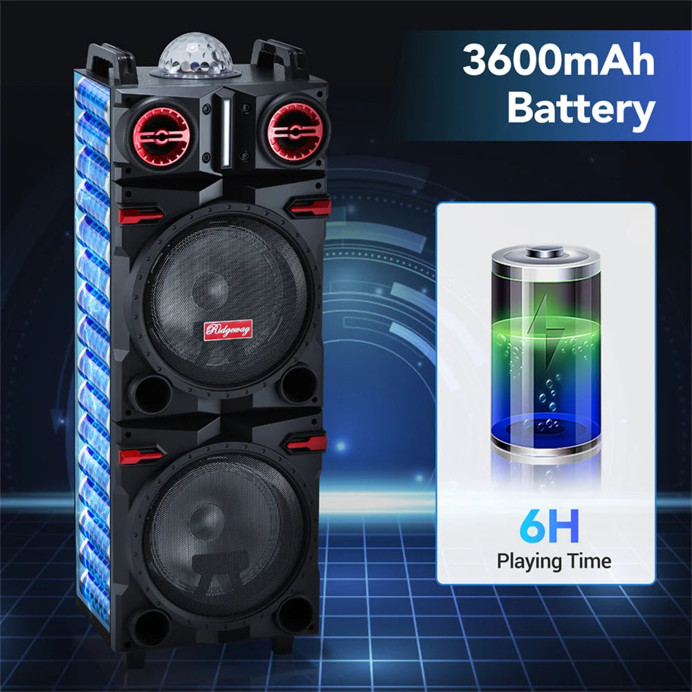 9000W Portable Bluetooth Speaker Heavy Bass Sound System Party Dual10" Subwoofer Led Light Rechargeable Loud Dj Speaker - Boltvibewarehouse
