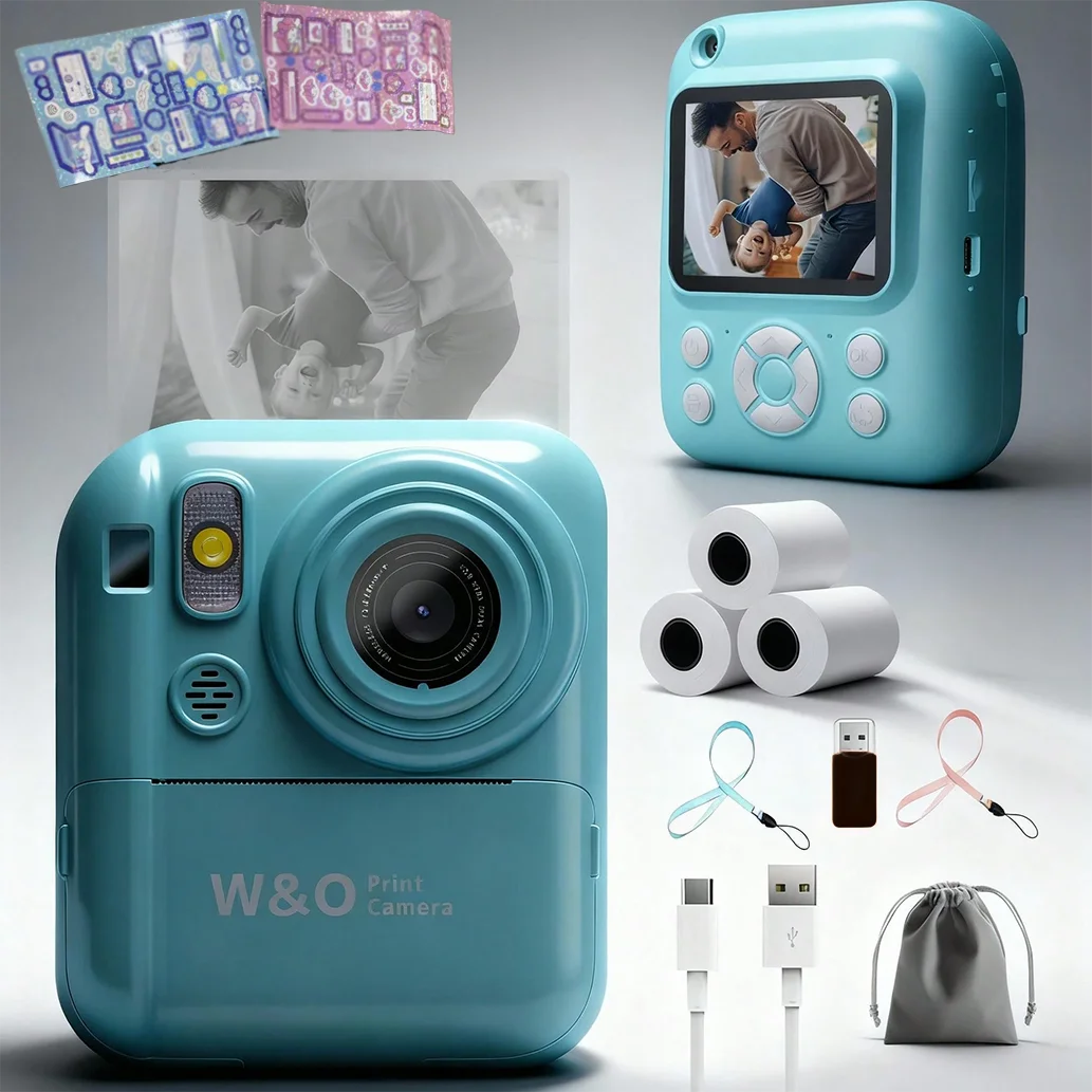 Instant Print Camera Digital Camera With 3 Rolls Print Paper, 1080P HD Ditigal Camera 2.4 Inch Screen, Selfie Video Camera, USB Cable/Color Pen/Bag/ Included, electronics,Small For Boys Girls Teens Students Seniors,Christ
