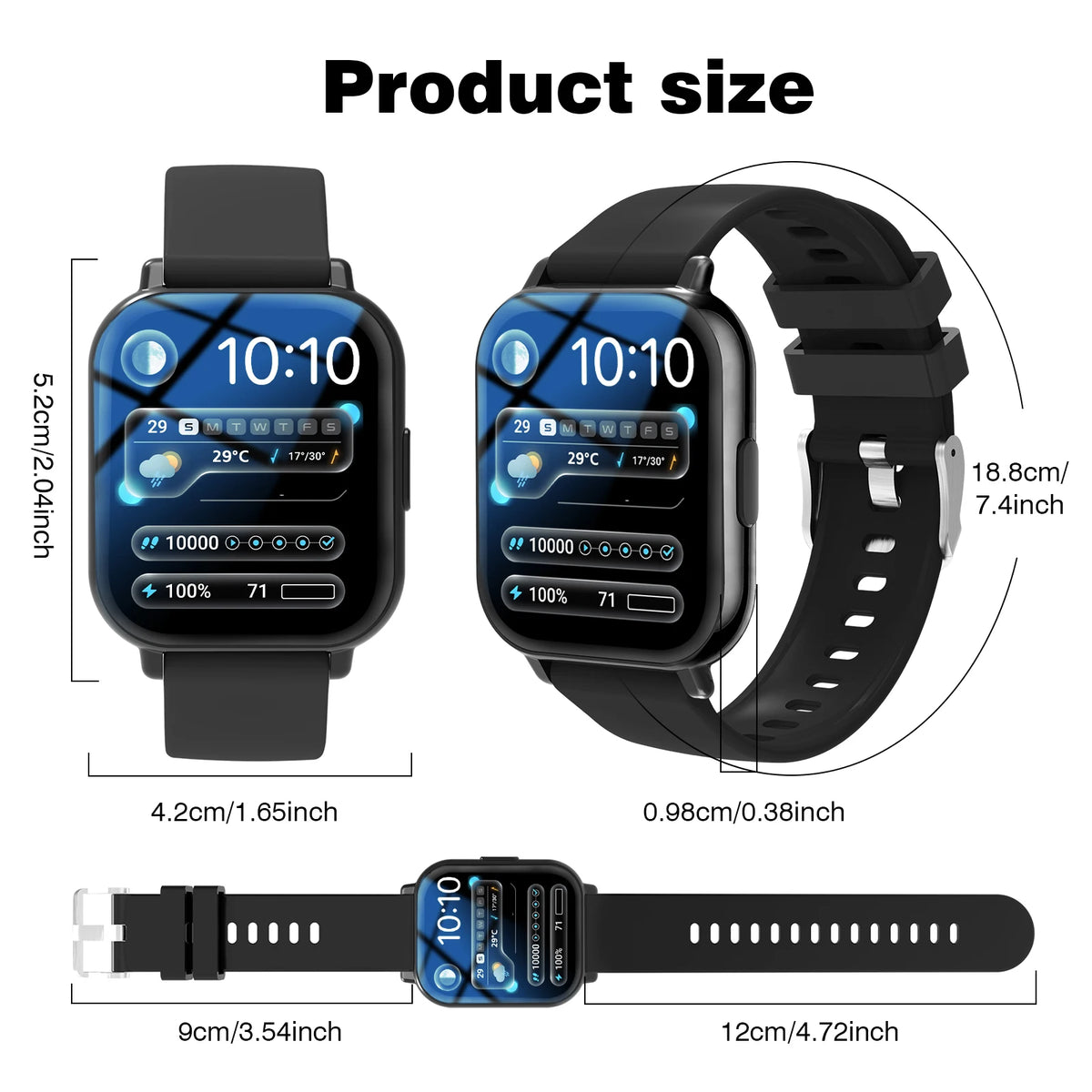 2026 Smart Watch for Men Women Square HD Screen: Wireless Calling with Dial Pad, Frequent Contacts Message Reminder