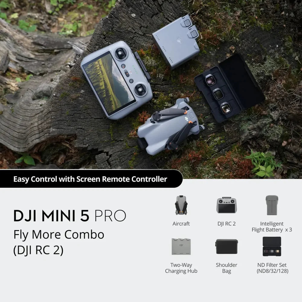 DJI Mini 5 Pro Camera Drone 1-Inch CMOS 50MP 4K 120fps 20km O4+ ActiveTrack 360° RC-N3 RC 2 Fly More Combo Origianl