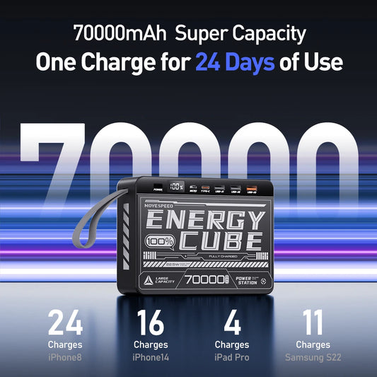 MOVESPEED Z70 70000mAh Power Bank Portable External Battery Charger Power Station PD Fast Charging Powerbank for Camping Outdoor