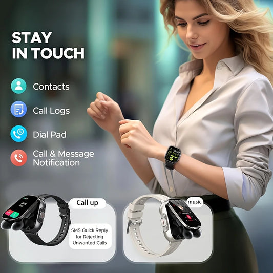 2-In-1 Smart Watch with Earbuds, HD Display, Wireless Calling/Sports Mode/Headphone Control And Connection/Weather Display/Nfc, Fashionable And Useful Smart Watch, Best Holiday Gift, Compatible with Android And Iphone