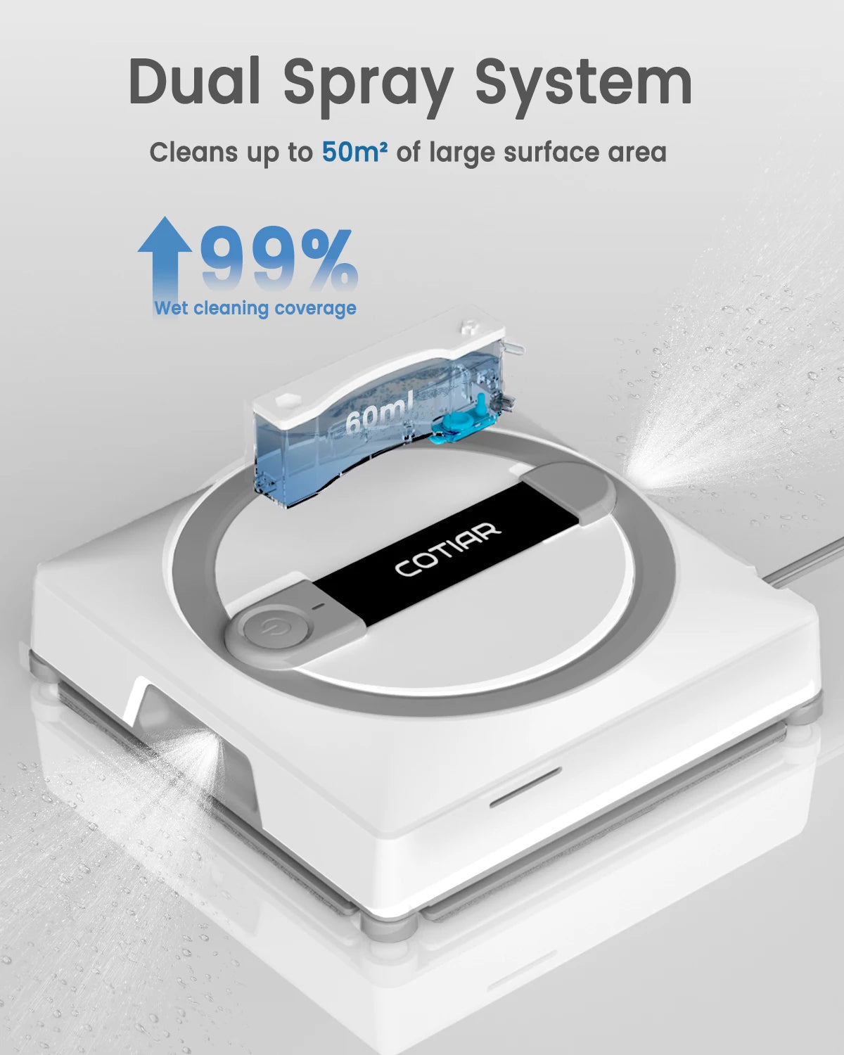 COTIAR W10 9000Pa Robot Window Vacuum Cleaner 5 Cleaning Paths Working Winbot Electric Smart Home App&Remote Control