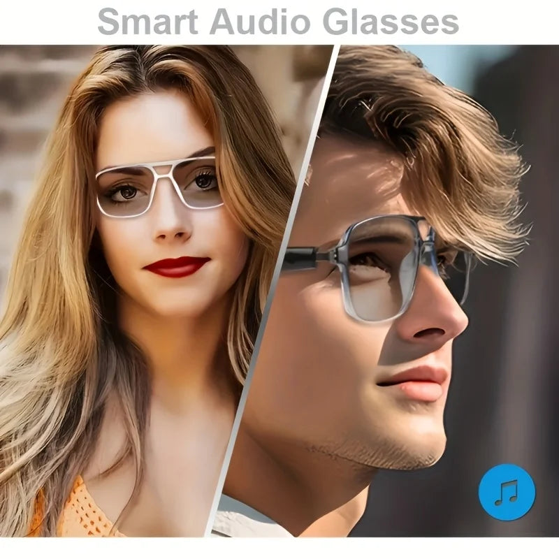 Shuangqiao Wireless Audio Smart Glasses, Photochromic Sunglasses with Blue Light and UV Protection, Built‑in Speaker for Music, Hands‑Free Calling & Voice Assistant, Unisex Daily Eyeglasses