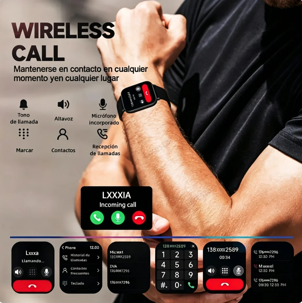 New Big Screen Smart Watch-2026, 5.11 cm Full Touch Screen, Wireless Calling/texting/multiple Sports Modes, with Outdoor LED Light Buttons, USB Rechargeable, Alloy Case/metal, 2 Replaceable Straps, Activity Tracking Watch, Gi