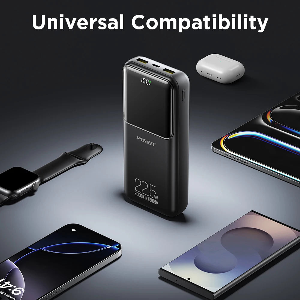 PISEN 20000mAh PD 20W Quick Power Bank SCP 22.5W Portable Powerbank Fast Charging External Battery For Huawei iPhone Xiaomi