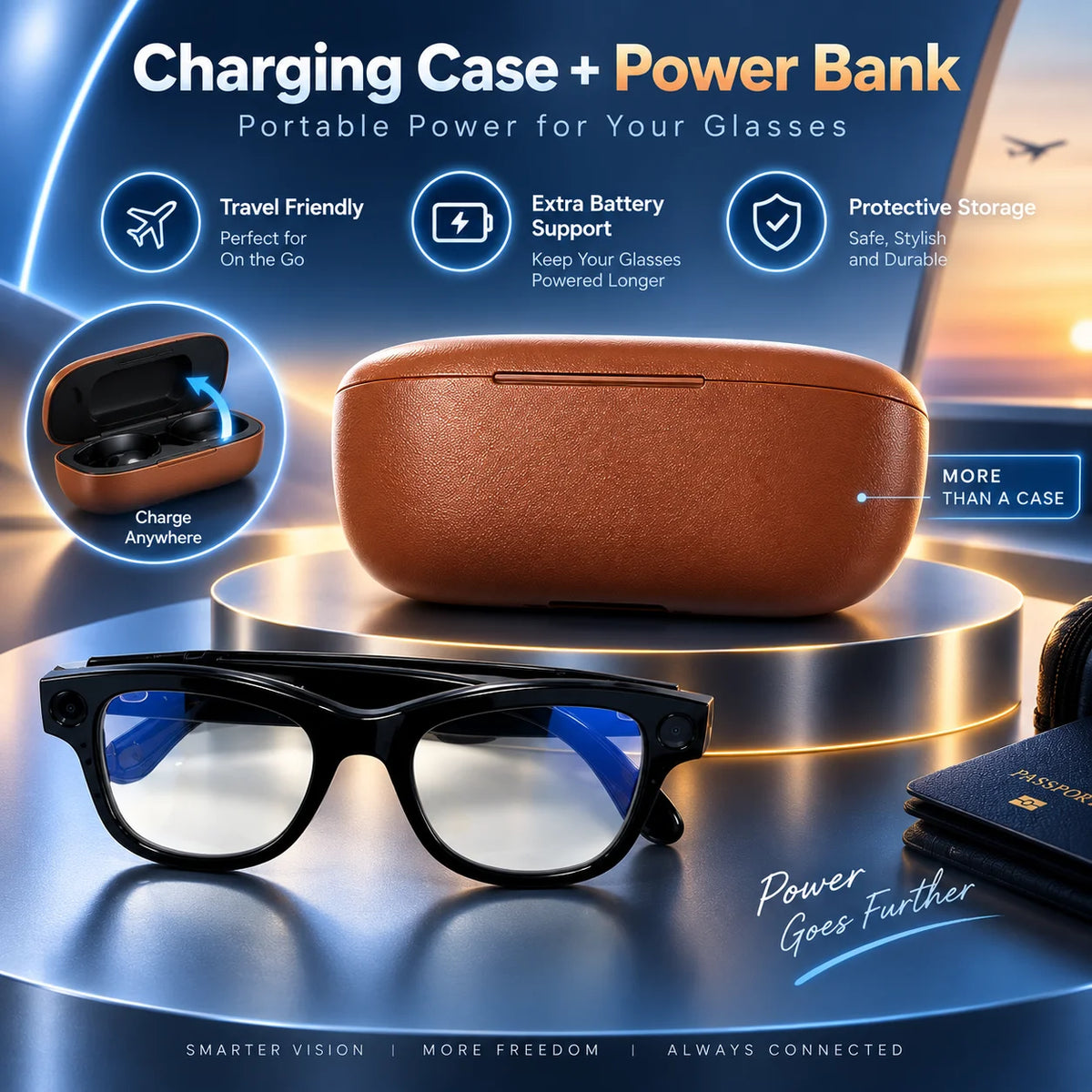 2026 Smart AI Glasses 1080P HD Camera M02 Ultra ChatGPT 3600mAh Charging Case Power Bank 32GB Translation Music Video Sunglasses