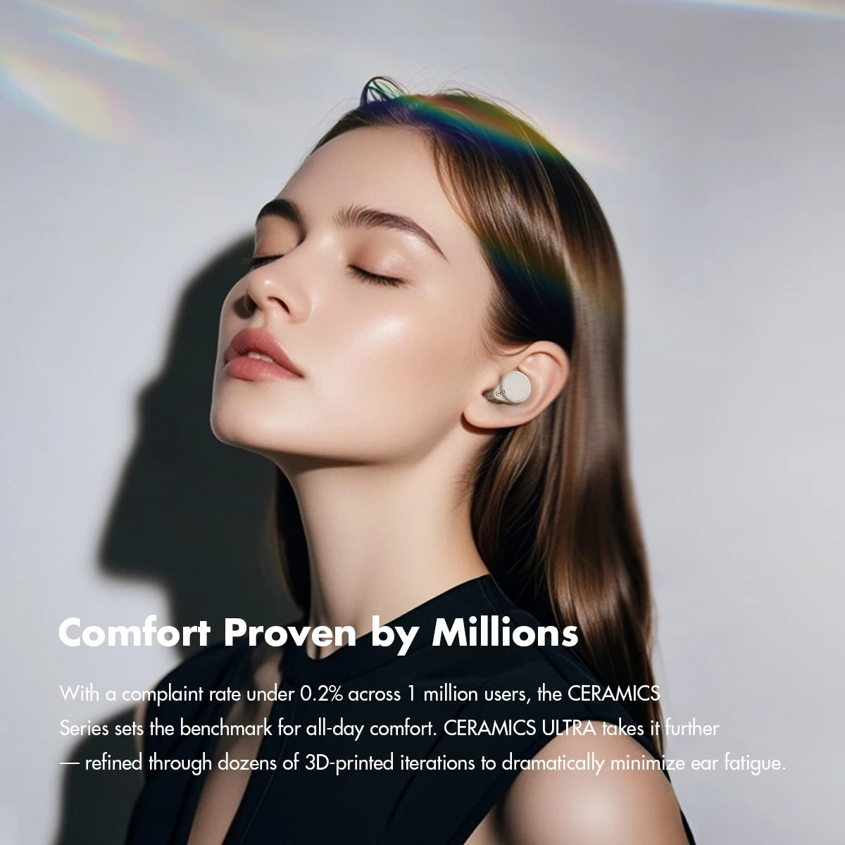 ROSESELSA Ceramics Ultra Wireless Earbuds 50dB Hybrid ANC HiFi Earphones LHDC LDAC 4Mic AI Noise Reduction 40H Battery