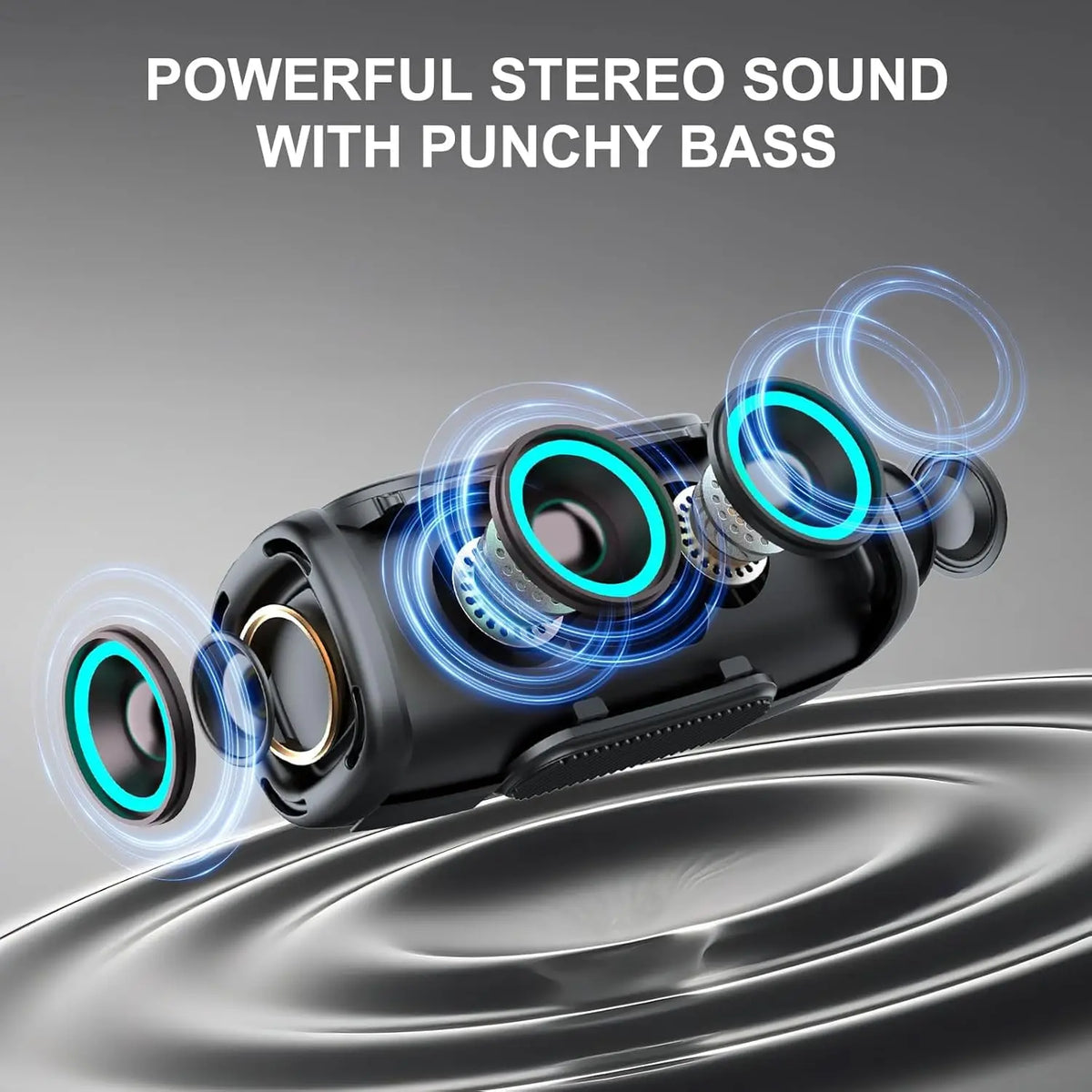RGB Lights Portable Bluetooth Speaker, IPX7 Waterproof, 24H Playtime, Bluetooth 5.3, Outdoor Wireless Speaker with Hands-Free Mic. - Boltvibewarehouse