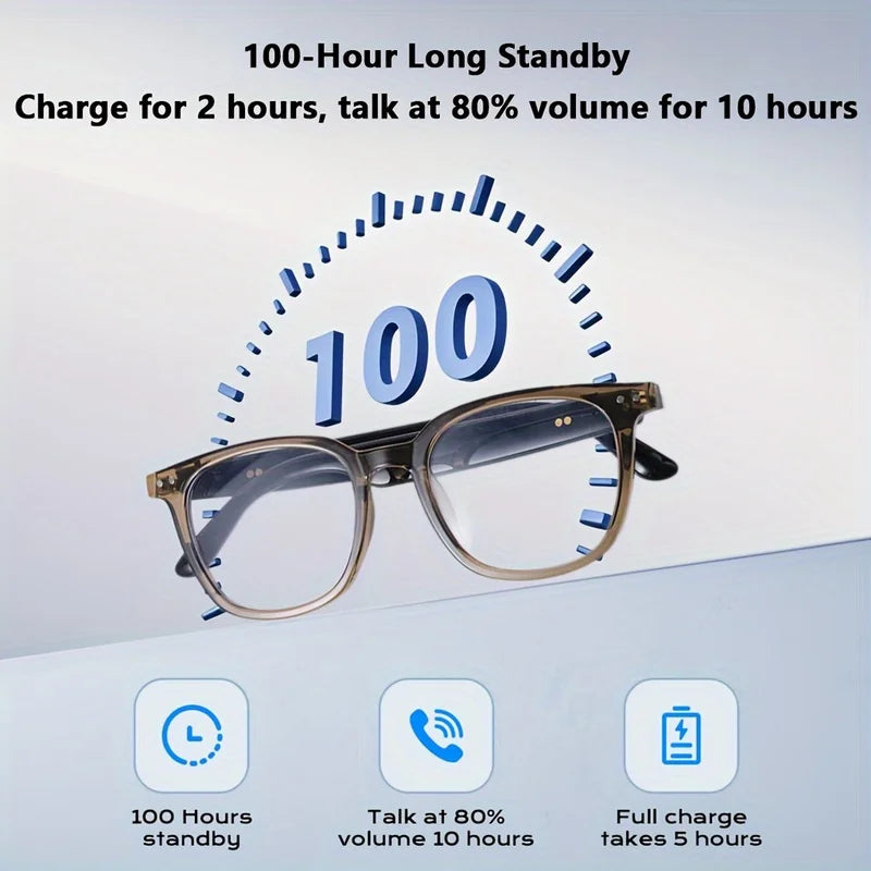 Bluetooth Smart Audio Glasses with AI Real-time Translation Open Ear Speaker Hands-free Calling Music Smart Glasses for Travel Study