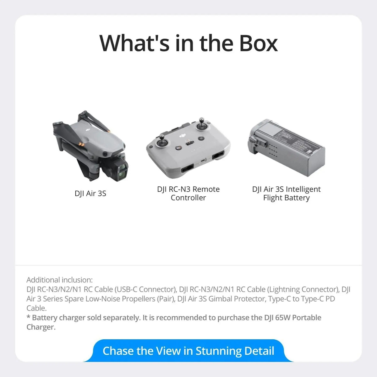 DJI Air 3S Drones (DJI RC-N3) Fly More Combo (DJI RC2) with Camera Drone 4K Professional Dual-Camera Drone with 1" CMOS Wide-Angle Camera 4K/60fps HDR Video & 14 Stops of Dynamic Range 45-Min Max Flight Time 20km Transmission