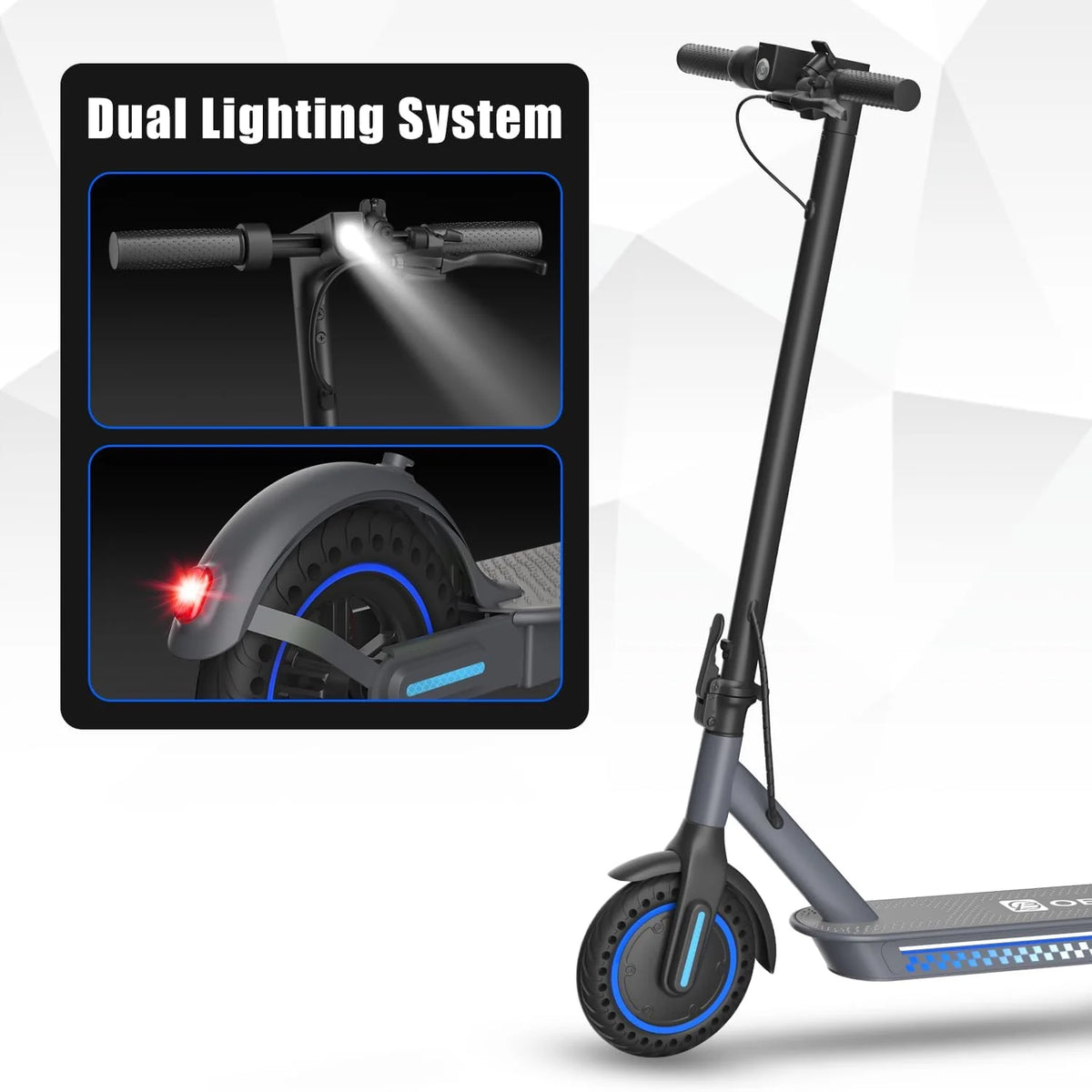 36V 7.8Ah 8.5'' Electric Scooter Up to 19MPH Max Speed 350W Brushless Motor Max 21Miles Long Range Foldable Escooter for Adults App Control for Commuter