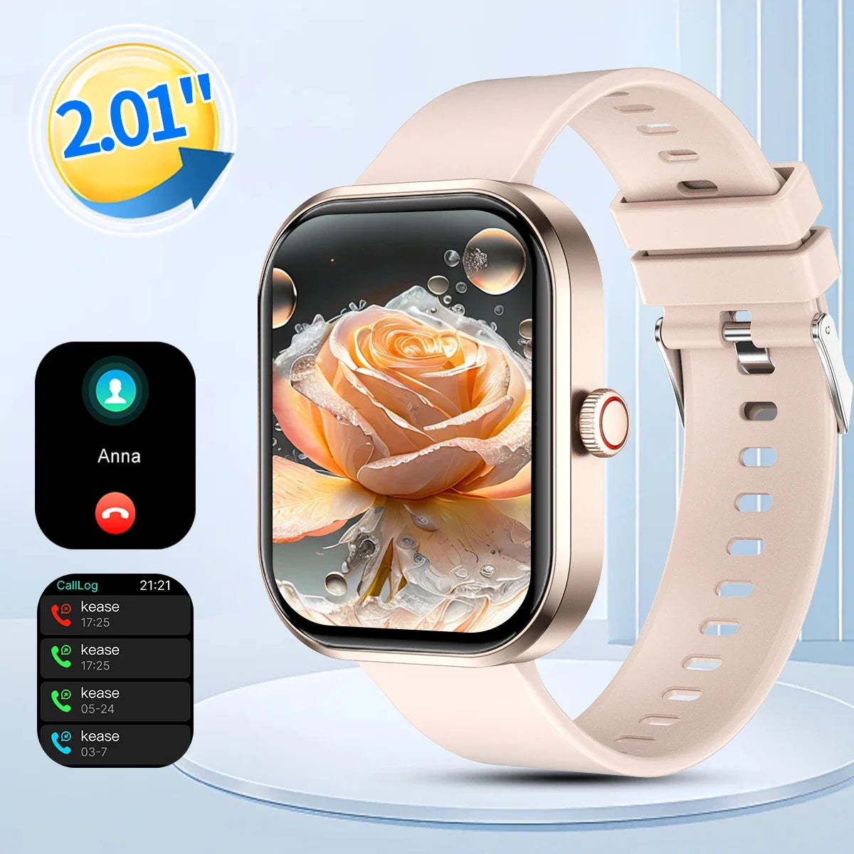 2026 Smart Watch with Wireless Calling, Weather Forecast & Sports Mode, DIY Wallpaper SMS Alerts Silicone Strap for Men Women