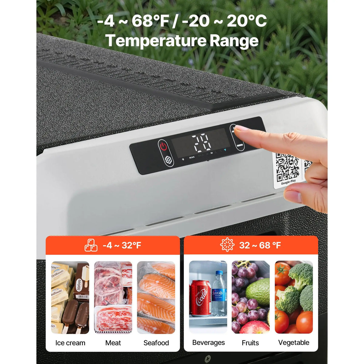 12 Volt Car Refrigerator, 31.7QT/30L Car Fridge, Portable Electric Cooler with -4-68 F Adjustable Temperature, 12/24V DC and 100- 240V AC Compressor Freezer for Outdoor, Camping, Travel, RV