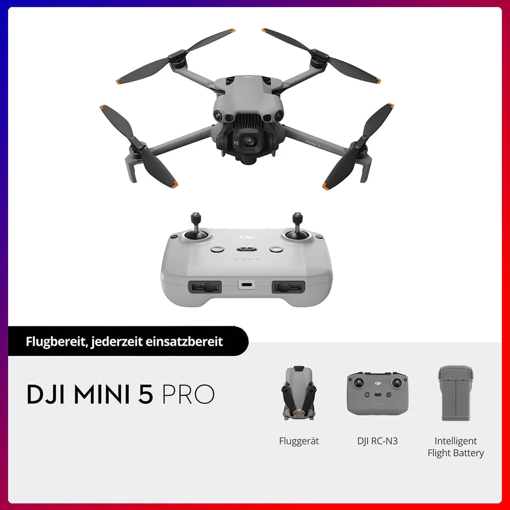 DJI Mini 5 Pro Camera Drones ActiveTrack 360° Ultra-Light Foldable with 1-Inch CMOS 4K Camera Drone Omnidirectional Obstacle Sensing 225° Gimbal 20km Transmission With Mini 5 Pro Accessories for Beginners