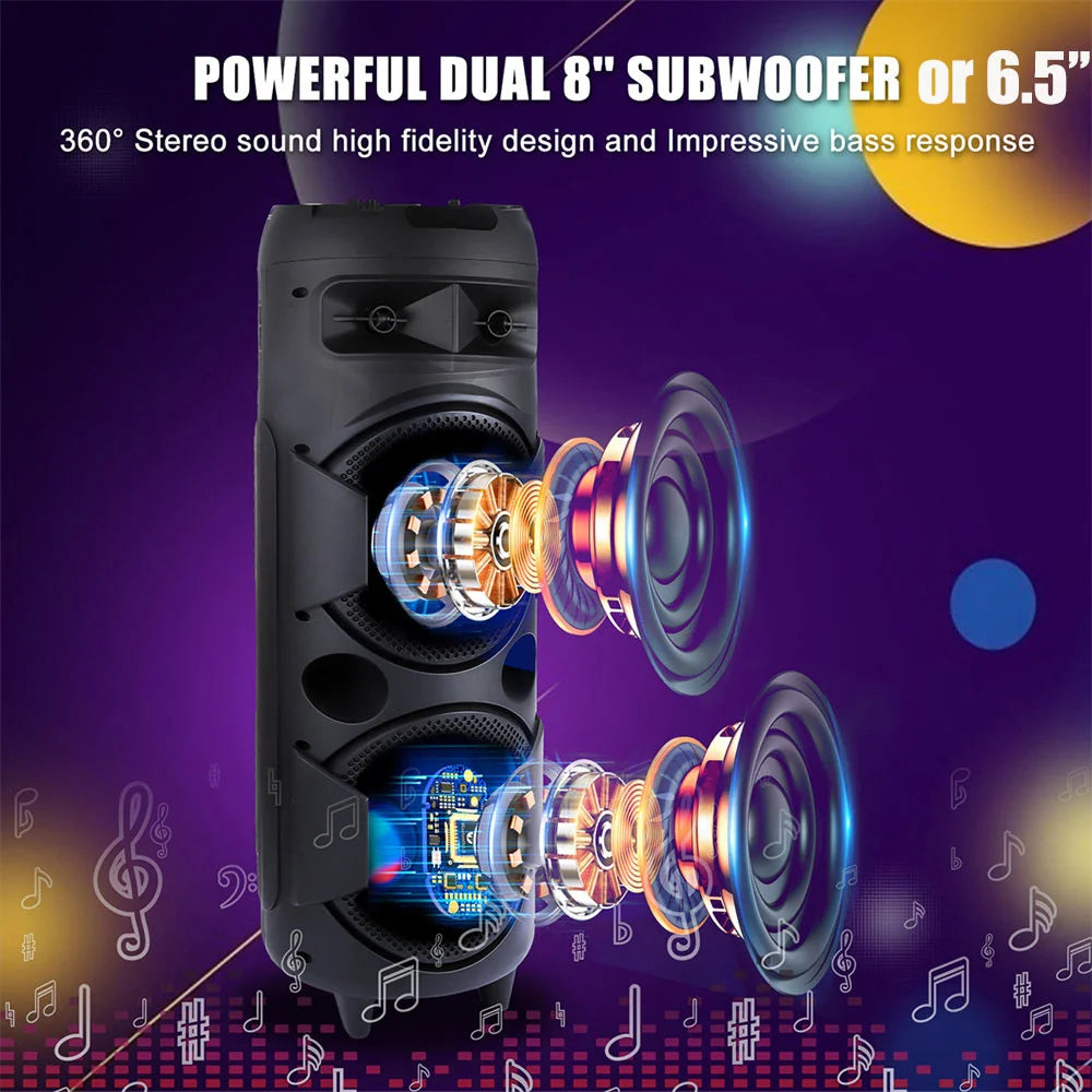 6000W Portable Bluetooth Speaker Sub Woofer Heavy Bass Sound System Party Dj Karaoke RGB Light Rechargeable Speaker - Boltvibewarehouse