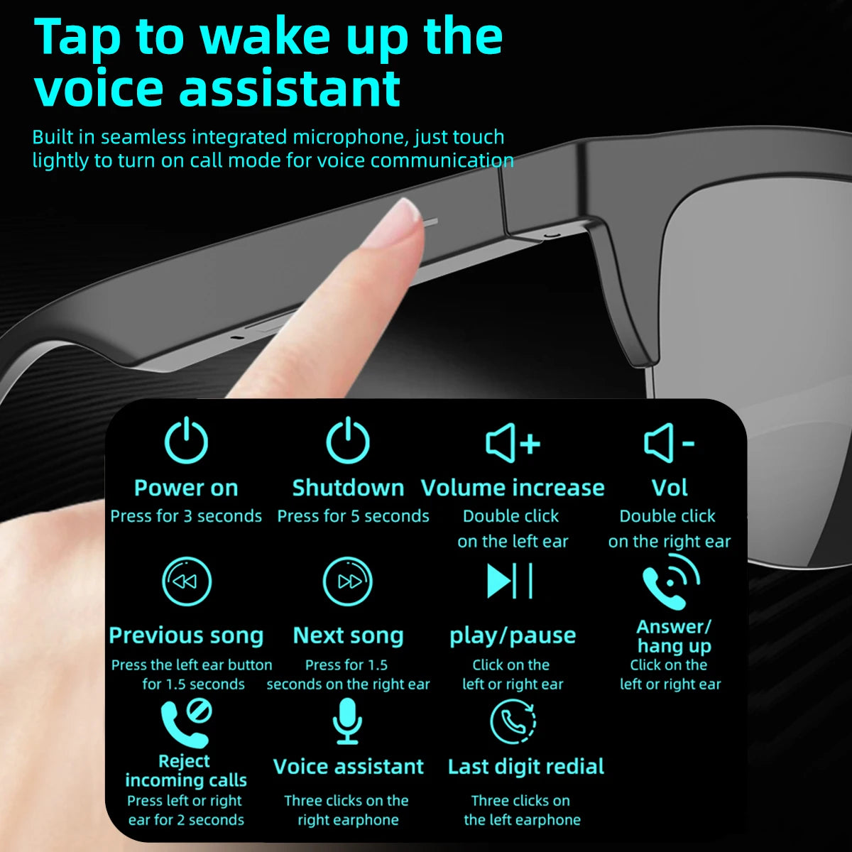 2026 New Hot Sale AI Assistant Smart Glasses 360° HD Sound Smart Touch Control Phone Answer Call Anti-UV Lenses IP4 Riding Gifts - Boltvibewarehouse