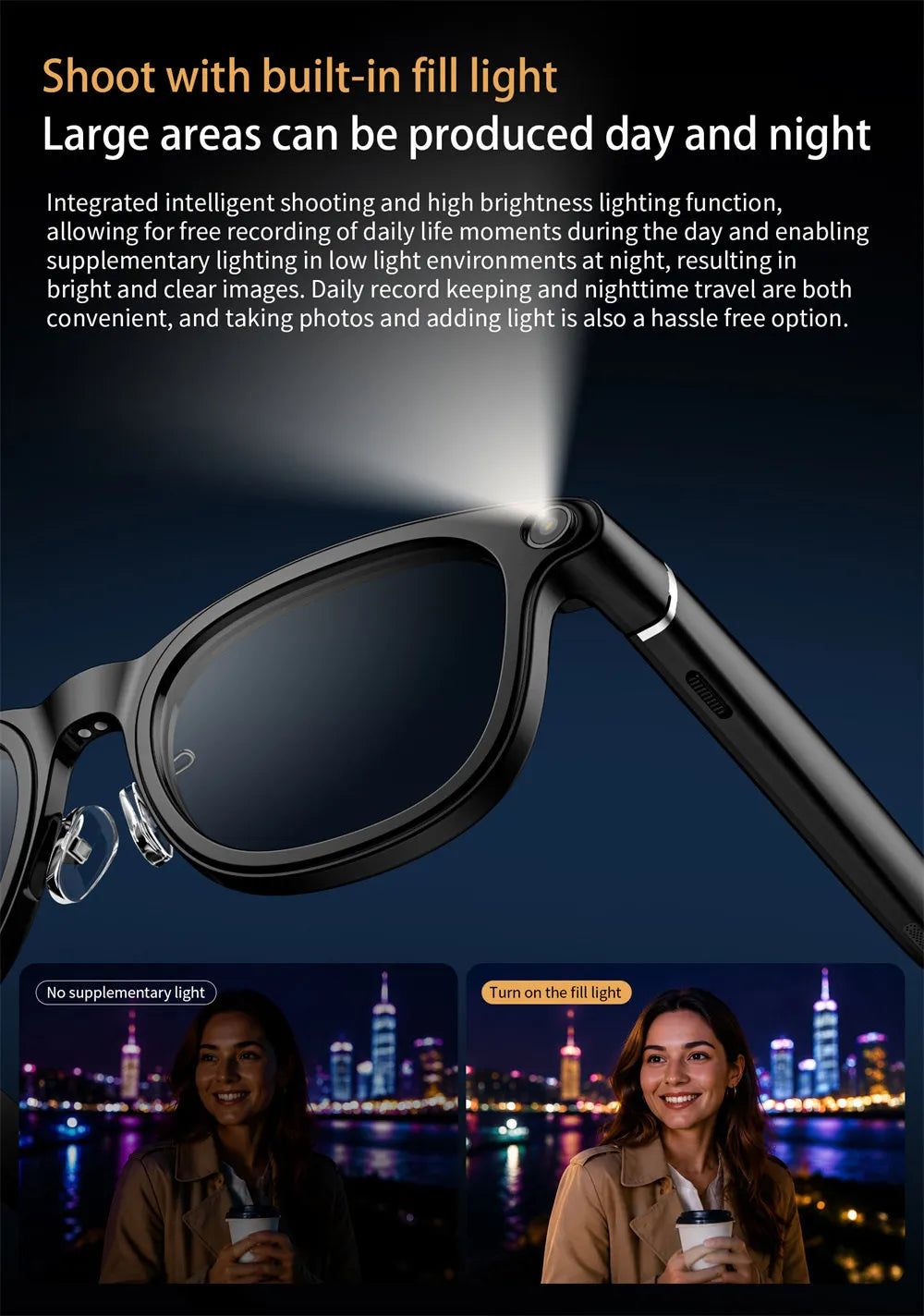 LOKMATAI X01 Smart Bluetooth Camera Glasses with 8MP Sony IMX219 Camera, 1200P 30FPS Video, Open-Ear Surround Sound, Voice Assistant, 220mAh Battery, Polarized UV Protection, Hands-Free Calling, Music & Touch Control