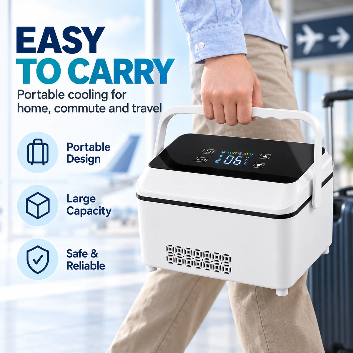 ZNLYRION Portable Medication Cooler 0-18°C Adjustable Insulin Refrigerator 13600mAh Battery Travel Insulin Fridge for Insulin Pens Vials Cartridges Home Car Power Bank Use