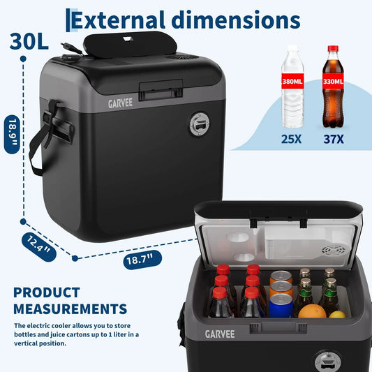 30L Electric Cooler And Warmer Portable Thermoelectric Fridge With 110V AC 12V Car Plug For Car Truck Camping Travel