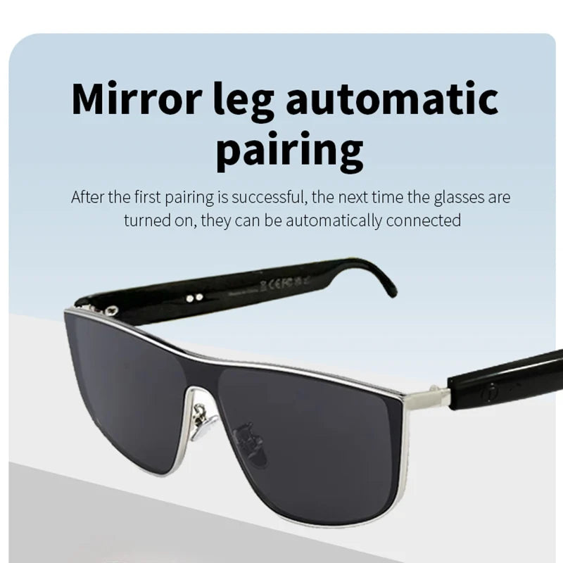 Metal Frame Bluetooth Smart Sunglasses, Polarized Lens Smart Audio Glasses, Hands‑Free Calling And Music Playback Eyewear For Men Outdoor Daily Driving Use