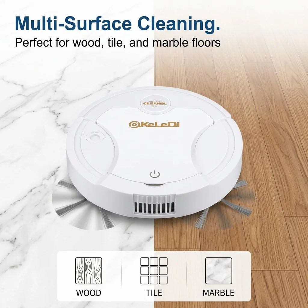 Robot Vacuum Cleaner, 3-in-1 Smart Automatic Sweeping Mopping and Suction Vacuum with Humidifier & LED Atmosphere Light, USB Rechargeable Wireless Floor Cleaner for Pet Hair, Hardwood Floors