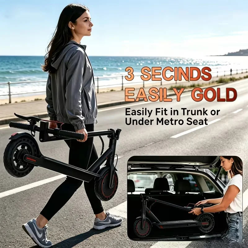 Adult Electric Scooter 8.5" Honeycomb Solid Tire Fast Charging LED Light Portable Folding E-Scooter for City Travel