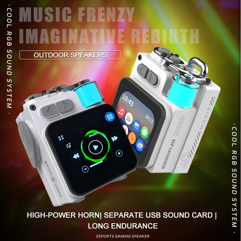 GAMINJA Powerful Bluetooth Speaker, Bass Wireless Outdoor Speakers LED Display Screen with RGB Desktop Subwoofer - Boltvibewarehouse