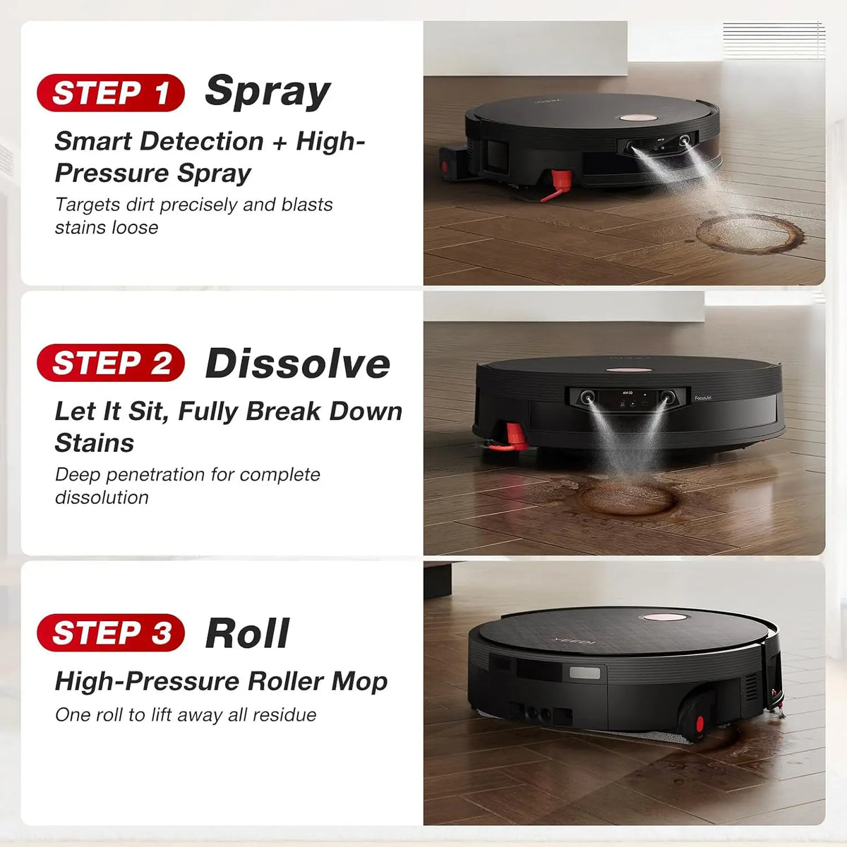 Robot Vacuum with Pre-Spray Cleaning Function, Advanced Robotic Floor Cleaner
