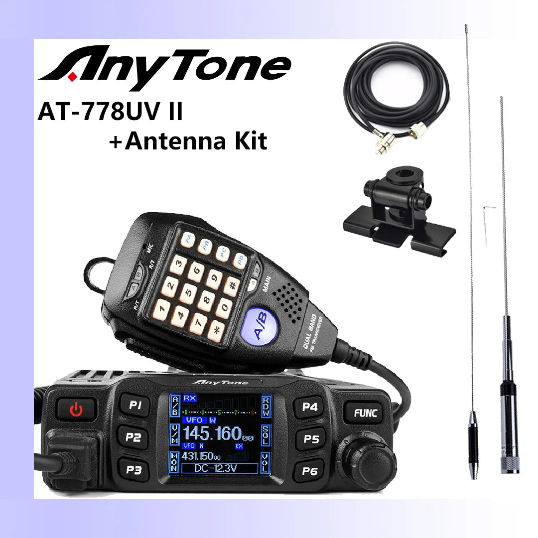 AnyTone AT-778UV II Dual Band Transceiver Mini Mobile Radio Station VHF 136-174 UHF 400-480MHz Amateur Radio Walkie Talkie 25W