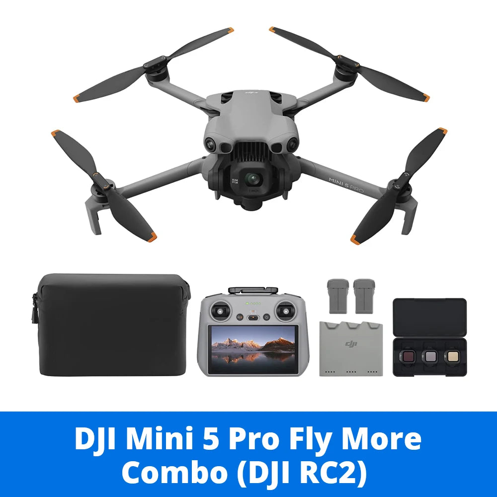 DJI Mini 5 Pro Fly More Combo - Mini Drone 4K Professional HDR Camera, Omnidirectional Obstacle Sensing, 20km FHD Transmission, ActiveTrack 360°, Foldable GPS UAV for Travel Vloggers & Content Creators Fast Shipping