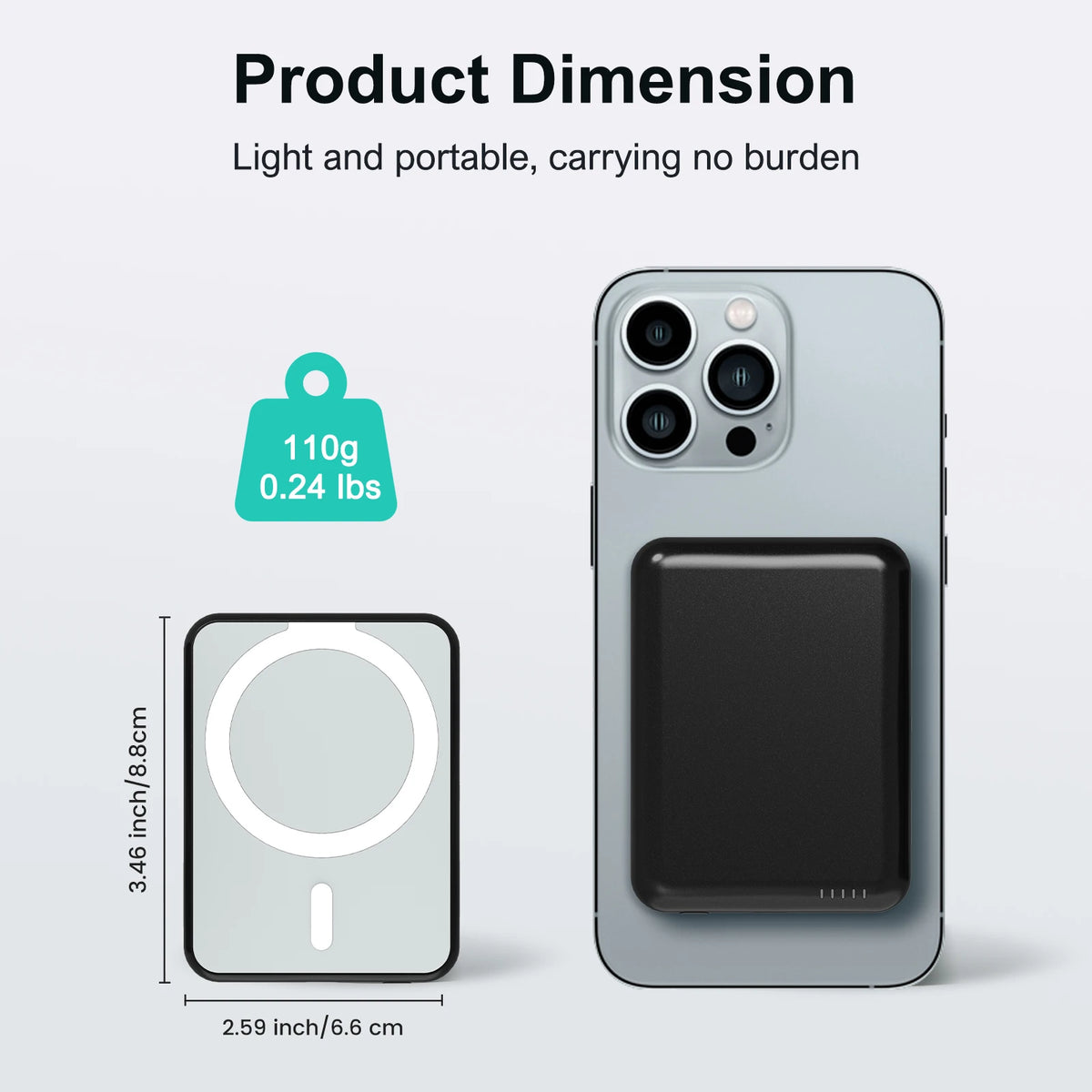 5000mAh Magnetic Power Bank Wireless Portable Charger 20W Fast Charging Output USB-C MagSafe for iPhone16 15 14 Powerbank