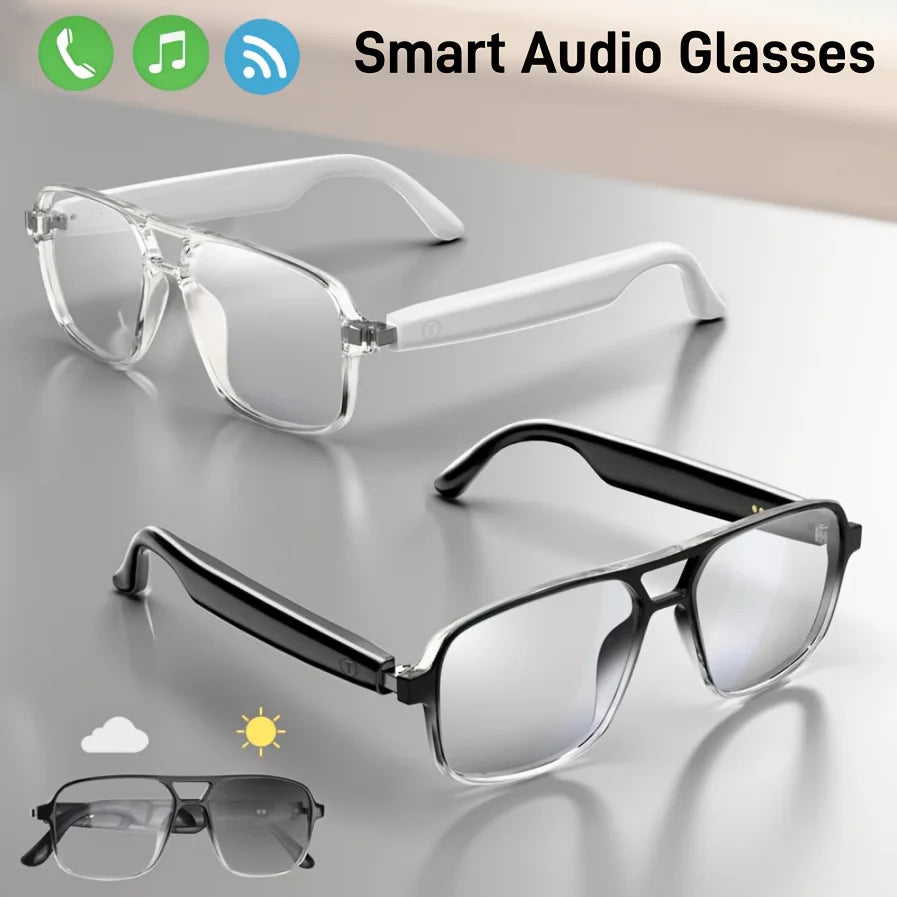 Shuangqiao Wireless Smart Glasses with Photochromic Lenses, Blue Light and UV Protection Sunglasses - Listen to Music / Answer Calls / Voice Assistant