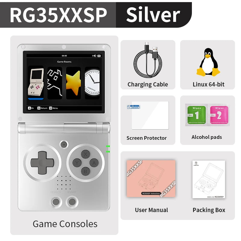 ANBERNIC RG35XXSP Flip Retro Handheld Game Console Linux 64bit WiFi Bluetooth Retro Video Gaming Console Online Play HDMI-TV Out