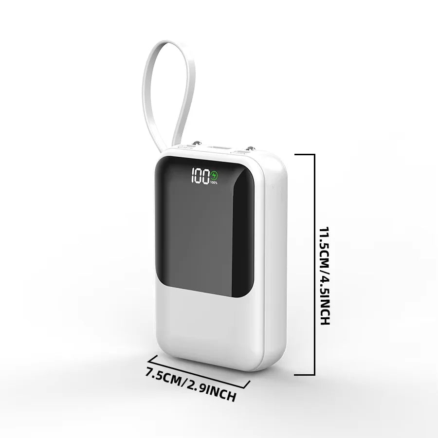 10000mAh Large Capacity Portable Power Bank, Super Fast Charging Built-in Cable Mobile Charger Compatible With All Smartphones & Universal Electronic Devices