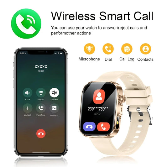 New 2026 Smartwatch, 2.01-inch HD Large Screen, Unisex, with Multiple Sports Modes/Call Reminder/Message Alerts/Remote Camera/Music Playback, Long-Time Sitting Reminder, Weather Forecast Function, AI Voice, Stylish Smartwatch