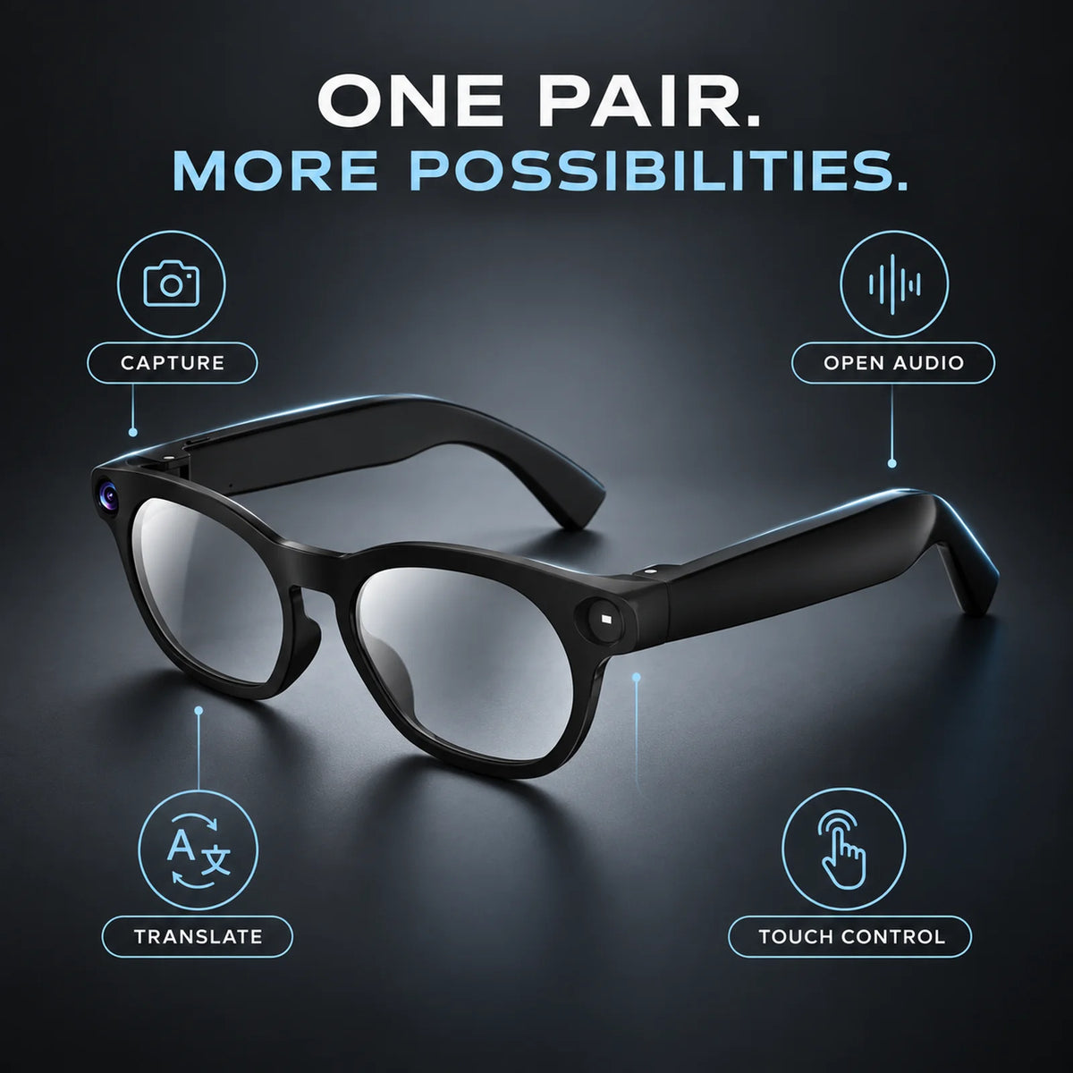 2026 New Smart AI Glasses, 4K 8MP HD Camera Smart Glasses, Men Women, Real-Time Translation, 150+ Language Translation, Connecting to ChatGPT, WIFI Transmission, Shooting, Video Recording and live Streaming, Bluetooth Call, A