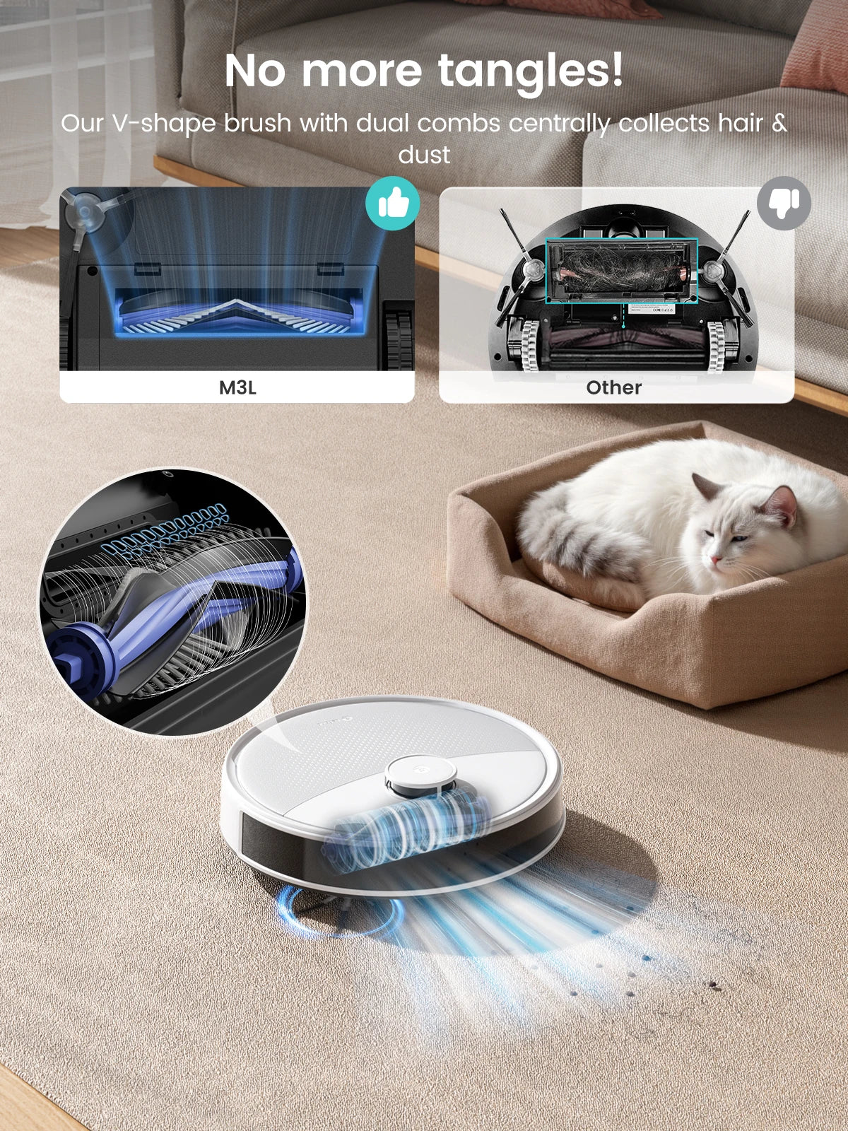 Lefant M3L Robot Vacuum Cleaner and Mop, 10000Pa Suction, 90-Day Self-Emptying, Auto Mop Washing, Obstacle Avoidance, All-in-One for Pet Hair Carpet, 5G WiFi Alexa/APP/iWatch Control, 220 Min Battery, Double Rotary Cloth