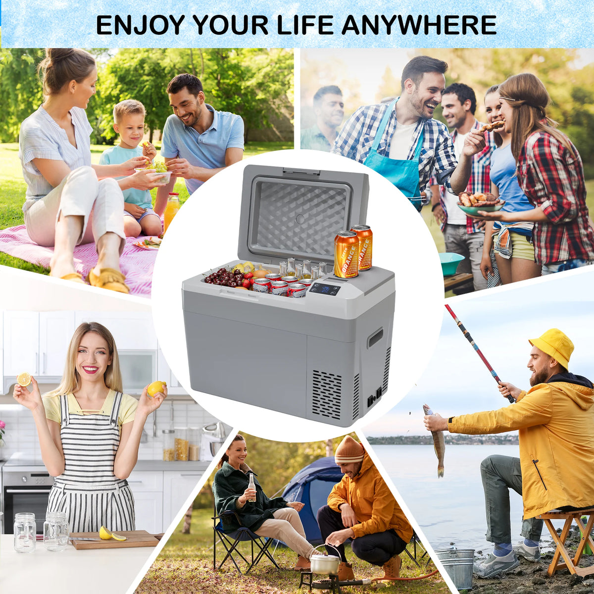 30L 40L 50L Portable Car Refrigerator Compressor Cooler Ice Box 12V 24V DC 110V 240V AC For Truck, RV, SUV, Boat, Camping, Tailgating, Road Trips
