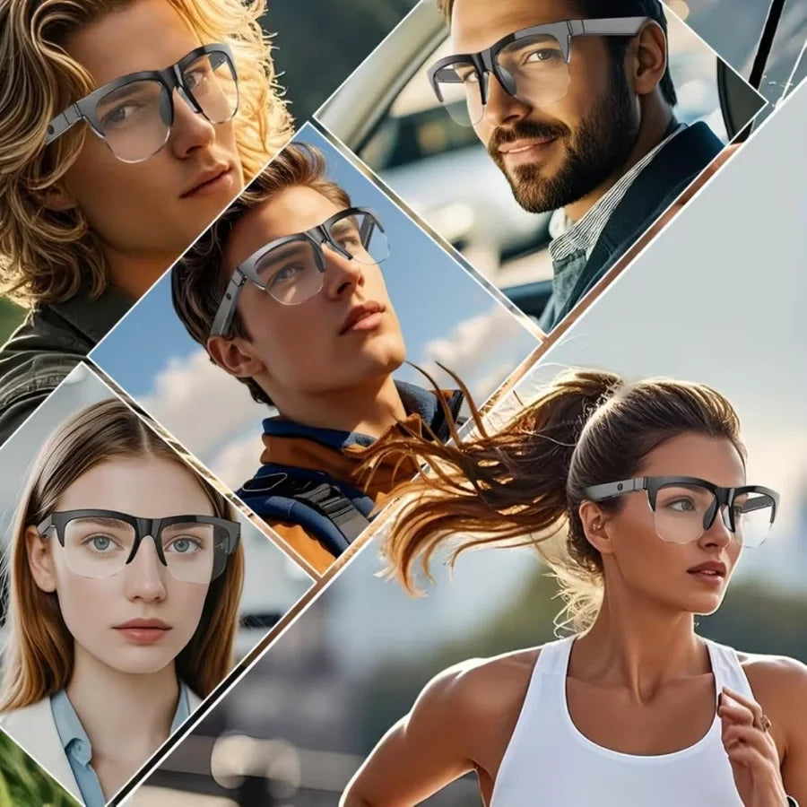 Half Frame Smart Glasses, Built-in Microphone and Speaker, HD Voice Calling,Music Playback and Hands-Free Calling, Suitable for Men and Women