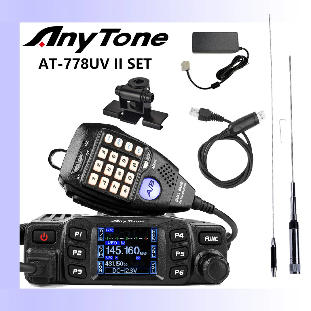AnyTone AT-778UV II Dual Band Transceiver Mini Mobile Radio Station VHF 136-174 UHF 400-480MHz Amateur Radio Walkie Talkie 25W