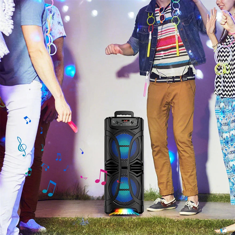 6800W Portable Bluetooth Speaker Sound System Party Led Light Rechargeable Outdoor Loud KaraokeDual 8 " Speaker USB TWS - Boltvibewarehouse