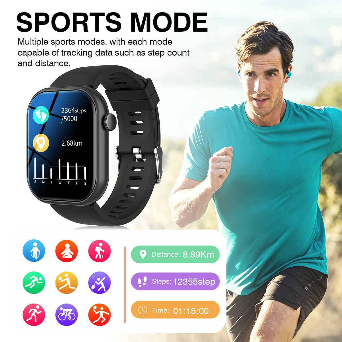 2026 New Smart Watch,HD Touch Screen Smart Watch,Wireless Call, Music Control, Fitness Tracker, Remote Camera, Multi-Sport Modes, Sedentary Reminder, Suitable for Android & IPhone