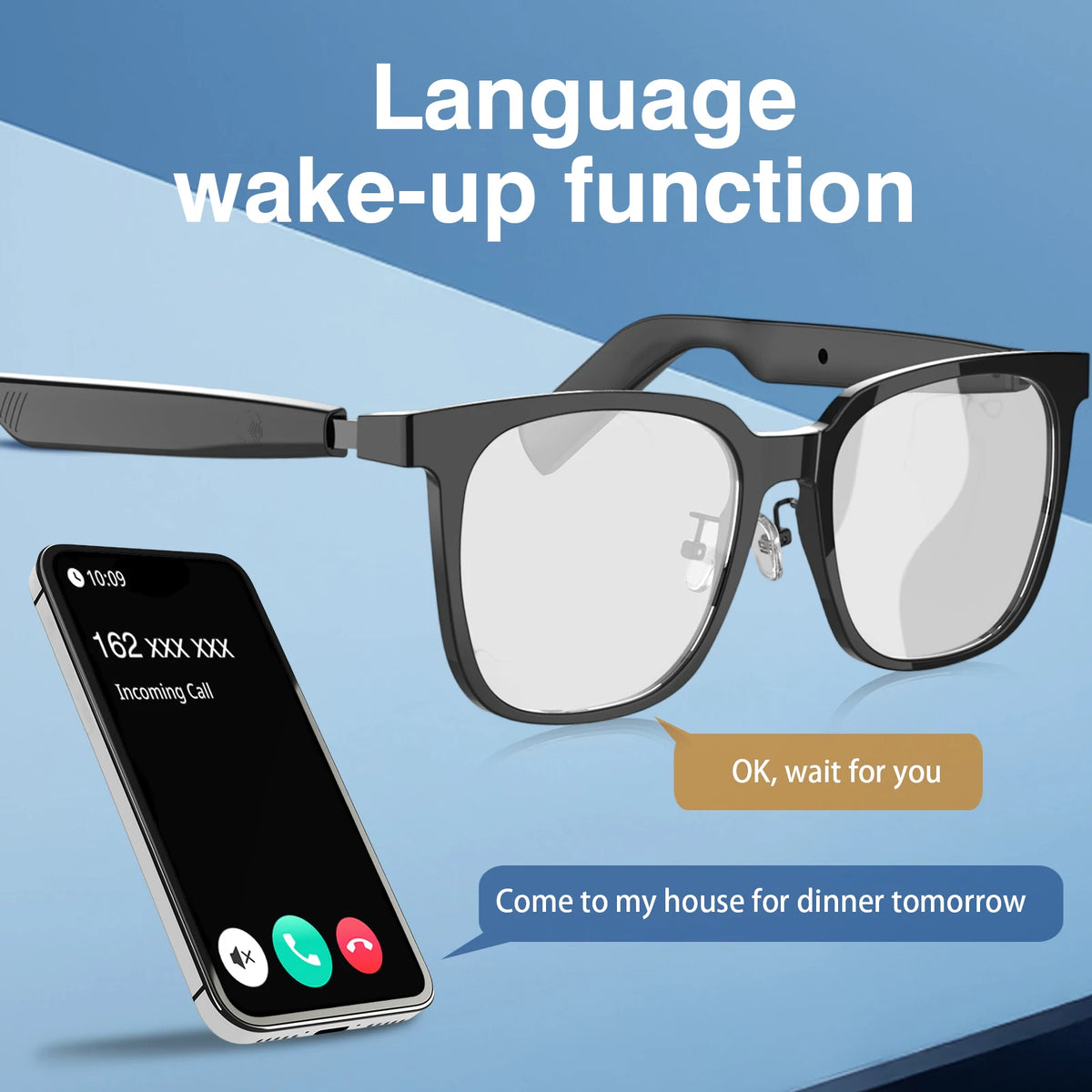 Fashion Tech Smart Glasses,UV Protection & Blue Light Filter, HD Voice Calling,Music Playback ,Suitable for Men and Women,Outdoor/Travel