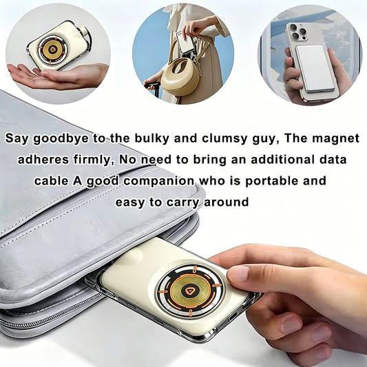 Outdoor Kettle Magnetic Portable Power Bank 10000mAh Qi2 Wireless Charge 20W Bidirectional Wired Fast Charging PD 22.5W Type C Cable Powerbank For Iphone 17 16 15 Pro Max Magsafe Xiaomi Samsung Mobile Battery