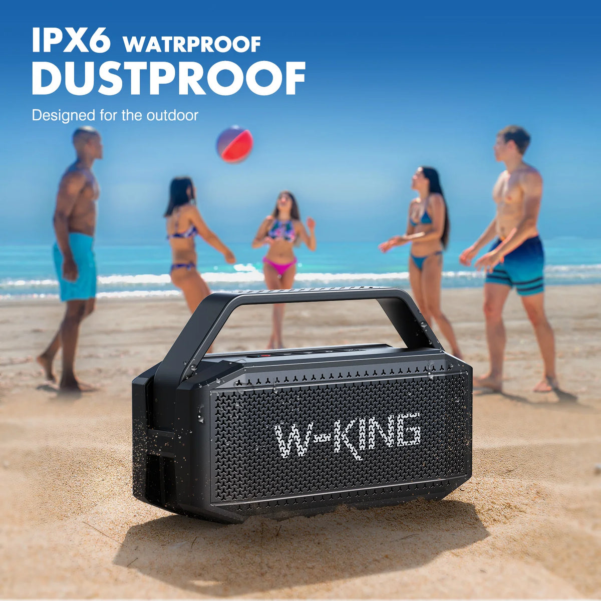W-KING D9-1 100W Peak 60W RMS Deep Bass Bluetooth Speaker, IPX6 Portable Waterproof Loud Bluetooth Speakers Wireless with Subwoofer - Boltvibewarehouse