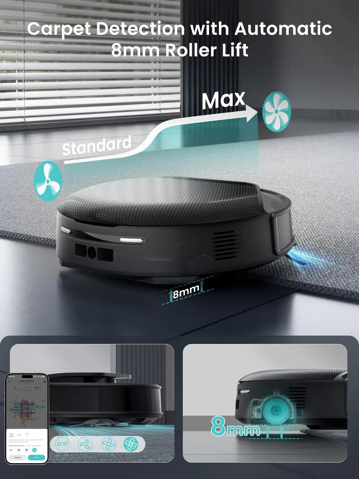 Lefant M5 Robot Vacuum and Mop, 18000Pa Suction, PSD 2.0 Obstacle Avoidance, All-in-One Robot Vacuum 120 Day Self-Emptying, Self Cleaning Mop, Auto Drying, Supports 2.4G/5G WiFi,