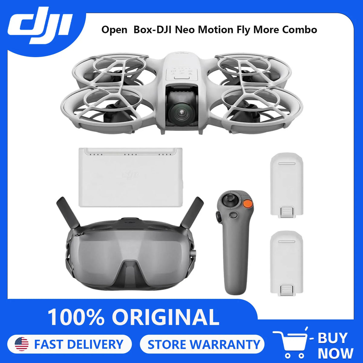 Open Box-DJI Neo Motion Fly More Combo, Mini Drone with 4K UHD Camera for Adults, 135g Self Flying Drone That Follows You, Palm Takeoff, Subject Tracking, QuickShots, with RC Motion 3 and 3 Batteries